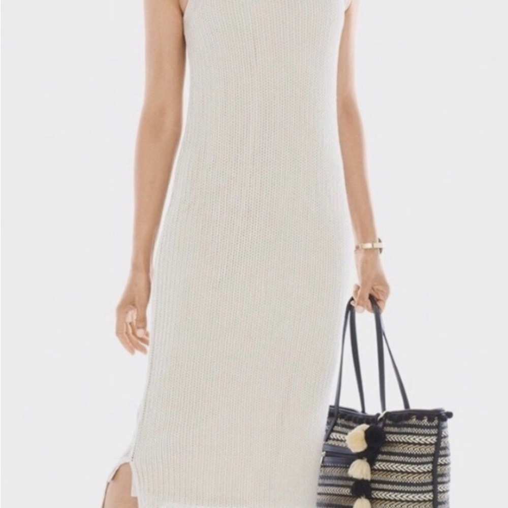 Chico’s Zenergy crochet Knit Sleeveless Midi Maxi Dress in Ivory XL/XXL